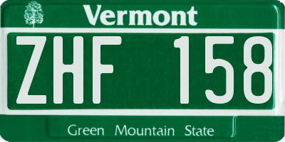 VT license plate ZHF158