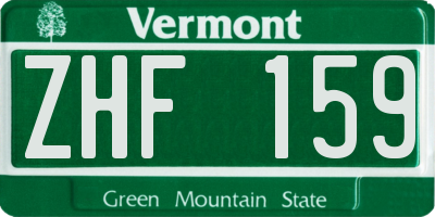 VT license plate ZHF159