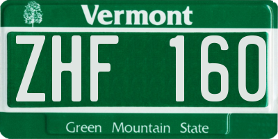 VT license plate ZHF160