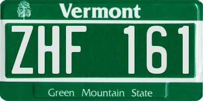 VT license plate ZHF161