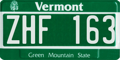 VT license plate ZHF163