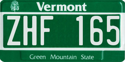 VT license plate ZHF165
