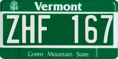 VT license plate ZHF167