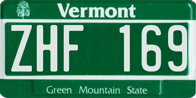 VT license plate ZHF169