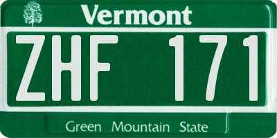 VT license plate ZHF171
