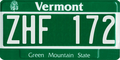 VT license plate ZHF172