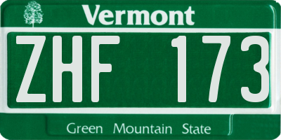 VT license plate ZHF173