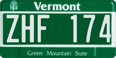 VT license plate ZHF174