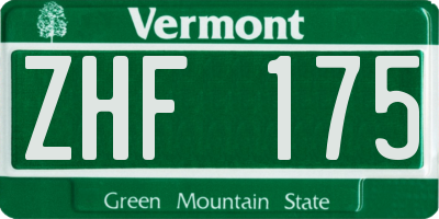 VT license plate ZHF175