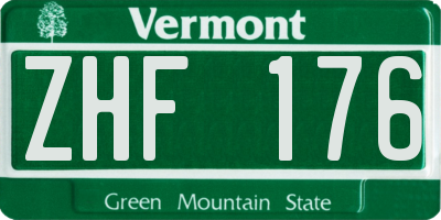 VT license plate ZHF176