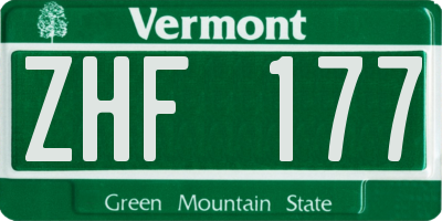 VT license plate ZHF177