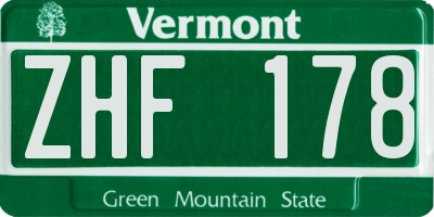VT license plate ZHF178