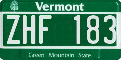 VT license plate ZHF183
