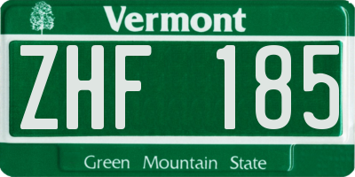 VT license plate ZHF185