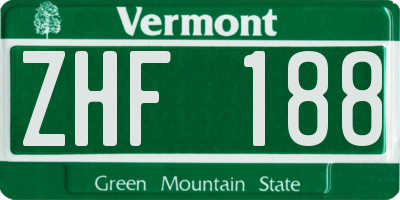 VT license plate ZHF188