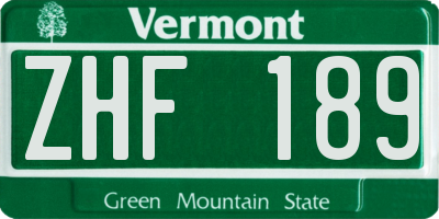 VT license plate ZHF189