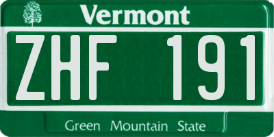 VT license plate ZHF191