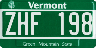 VT license plate ZHF198
