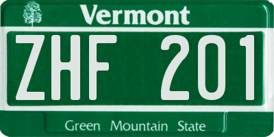 VT license plate ZHF201