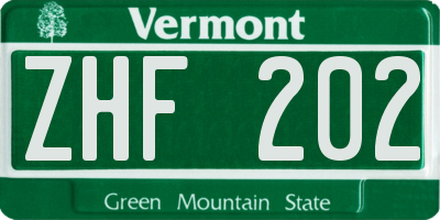 VT license plate ZHF202