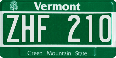 VT license plate ZHF210