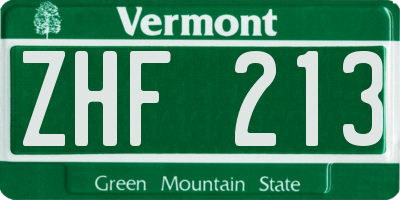 VT license plate ZHF213