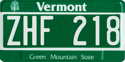 VT license plate ZHF218