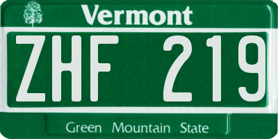 VT license plate ZHF219