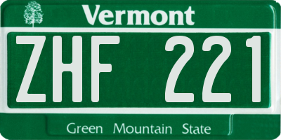 VT license plate ZHF221