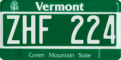 VT license plate ZHF224