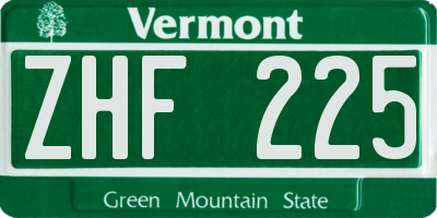 VT license plate ZHF225