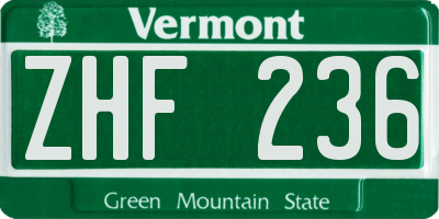 VT license plate ZHF236