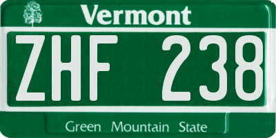 VT license plate ZHF238