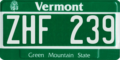 VT license plate ZHF239