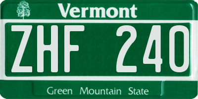 VT license plate ZHF240