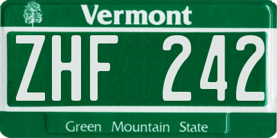 VT license plate ZHF242
