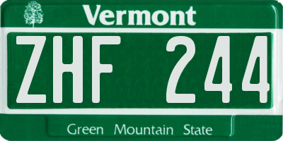 VT license plate ZHF244