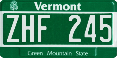 VT license plate ZHF245