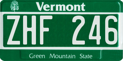 VT license plate ZHF246