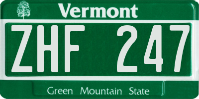 VT license plate ZHF247