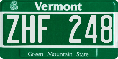 VT license plate ZHF248