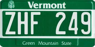 VT license plate ZHF249