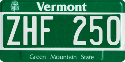 VT license plate ZHF250
