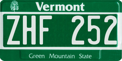 VT license plate ZHF252