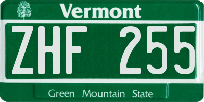 VT license plate ZHF255