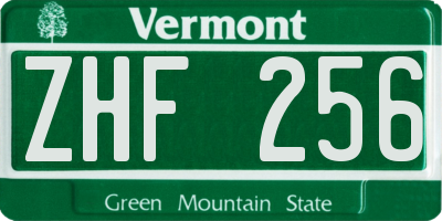 VT license plate ZHF256