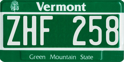 VT license plate ZHF258