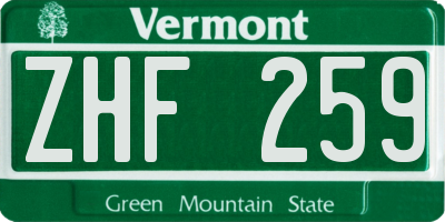 VT license plate ZHF259