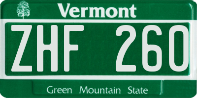 VT license plate ZHF260