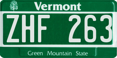 VT license plate ZHF263